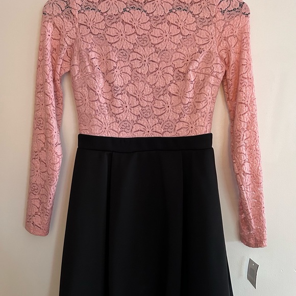 B Darlin Pink and Black Lace Valentine’s Cocktail Dress - Picture 8 of 9